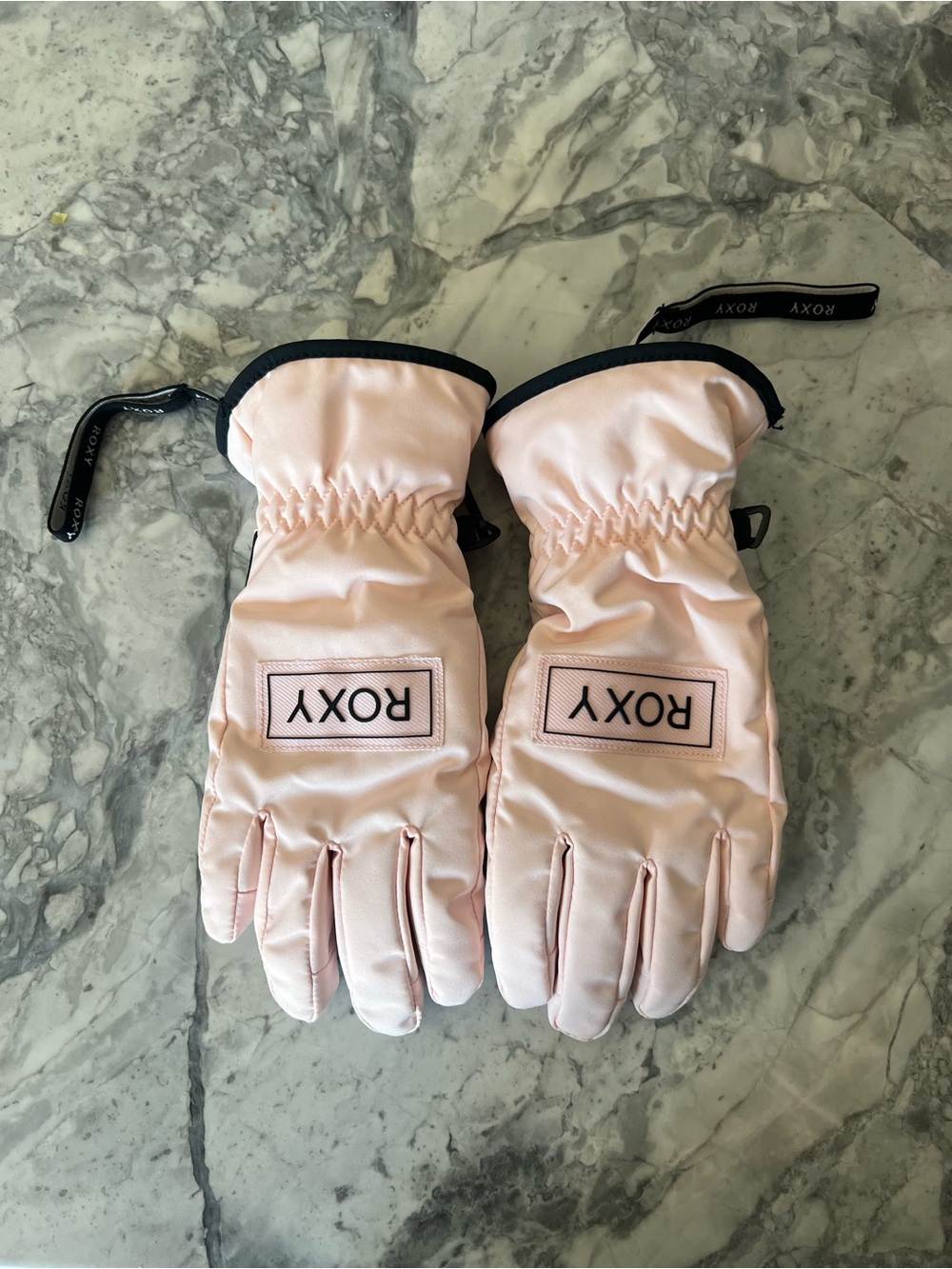 Roxy Kids Light Pink Ski Gloves with Black Trim